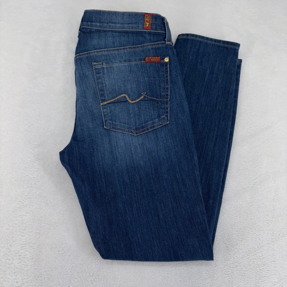 7 For All Mankind Gwenevere Skinny Jeans Dark Wash Stretch Denim Size 31 AU00414